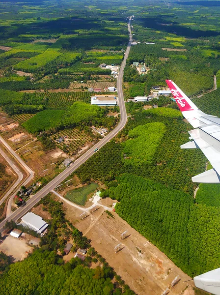 View Airplane Window Ground Landscape View Sky Kuala Lumpur Malaysia — Stok fotoğraf