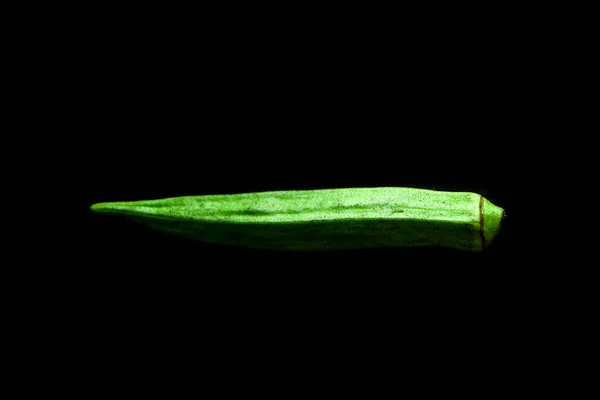 Green Tropical Vegetable Called Ladies Fingers Ochro Black Background — Stock Photo, Image