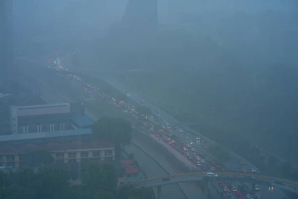 Ciężki Krajobraz Mgły Centrum Kuala Lumpur — Zdjęcie stockowe
