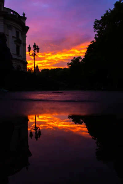 Colorful Sunset City Park — Stock Photo, Image