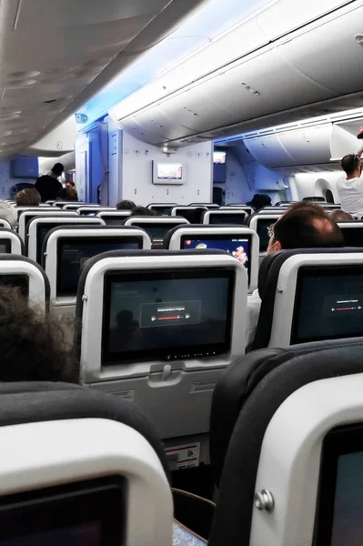 Interior Moderno Avión Boeing 747 Turkish Airlines Turquía Estambul 2020 —  Fotos de Stock