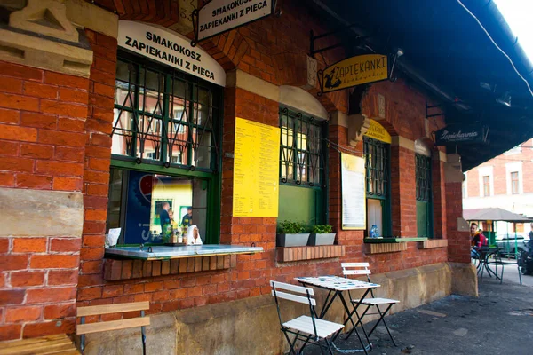 Uma Padaria Com Uma Loja Comida Rua Polónia Produtos Panificação — Fotografia de Stock