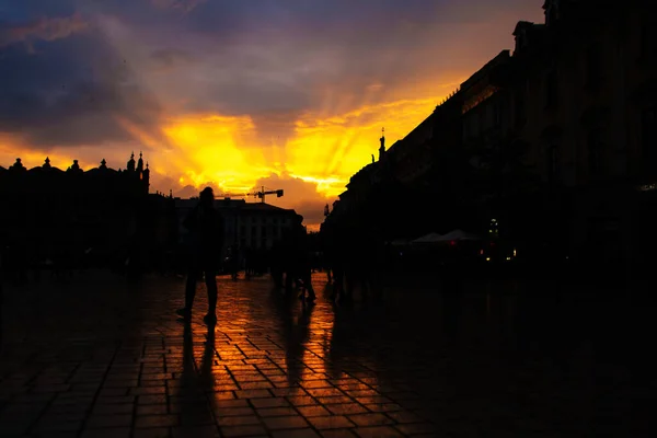 Beautiful Sunset Old Town Square — Stock Photo, Image