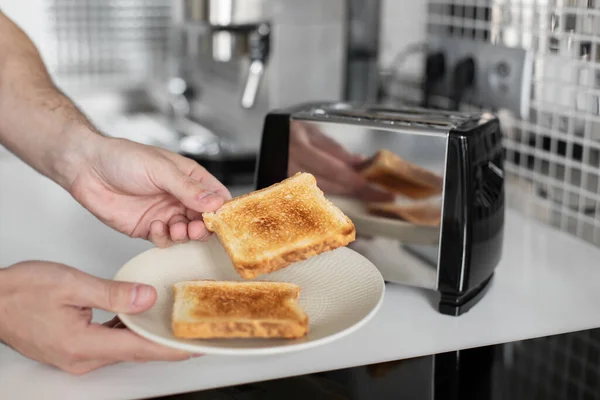 Breakfast toast. Toast bread close up.