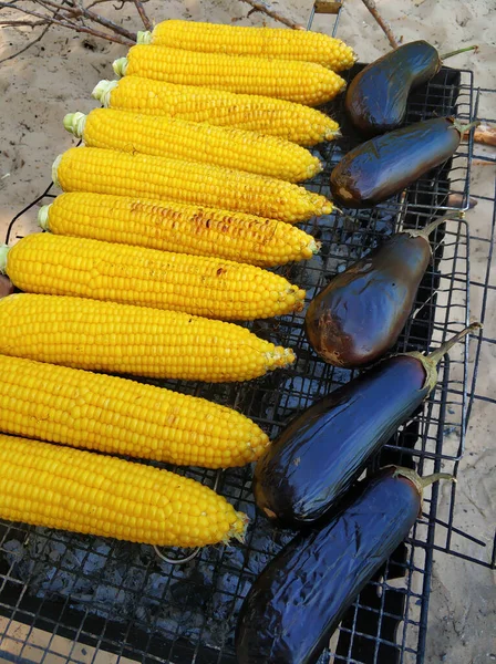 Grill Corn Grill Close — Foto de Stock