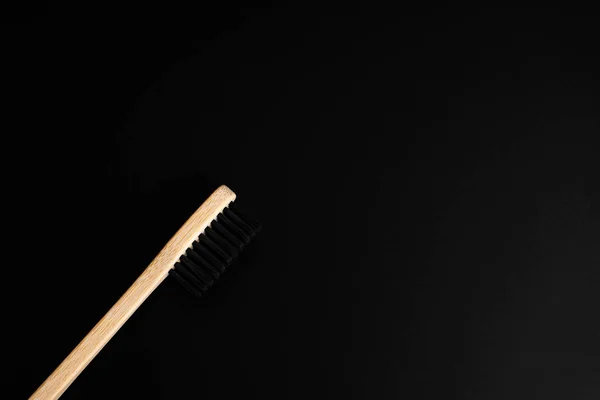 Eco Friendly Antibacterial Bamboo Wood Toothbrush Black Bristles Dark Green — Stock Photo, Image