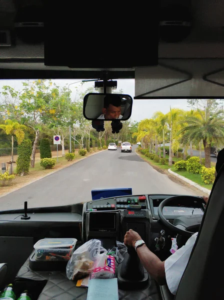 Vue Depuis Cockpit Bus Touristique Thaïlande Samui Tailleur 2020 — Photo