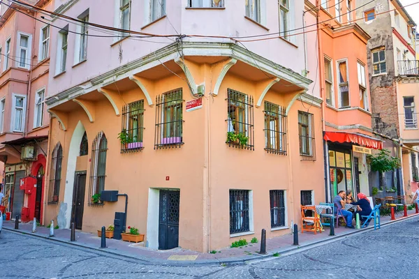 Luminose Vecchie Case Colorate Accoglienti Strade Del Quartiere Ebraico Istanbul — Foto Stock