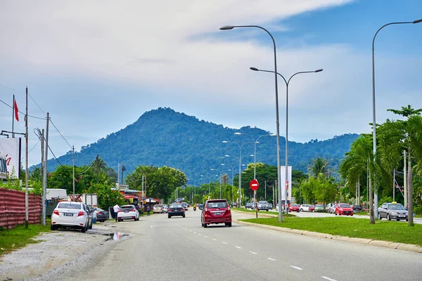 Paesaggio Autostradale Isola Tropicale Alberi Verdi Lungo Strada Langkawi Malesia — Foto Stock