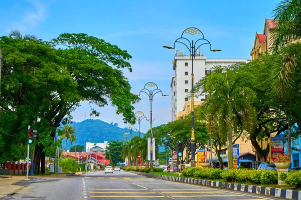 Splendida Vista Sulla Strada Nella Città Kuang Isola Tropicale Malesia — Foto Stock