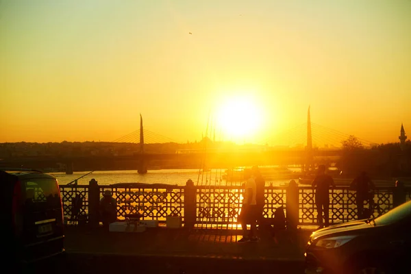 Захід Сонця Березі Істанбулу Стамбул Туреччина 2017 — стокове фото