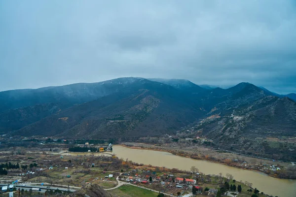 Paesaggio Naturale Incredibile Confluenza Due Fiumi Nella Città Mtskheta Georgia — Foto Stock