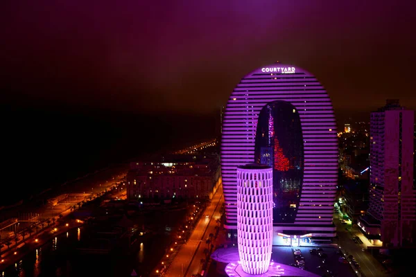 Batum Gece Şehri Şehir Işıklarında Modern Mimari Batumi Gürcistan 2021 — Stok fotoğraf