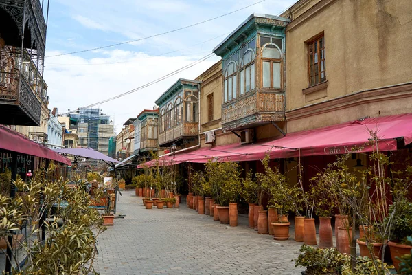 Уличный Пейзаж Старого Города Тбилиси Душа Атмосфера Грузии Пустынная Улица — стоковое фото