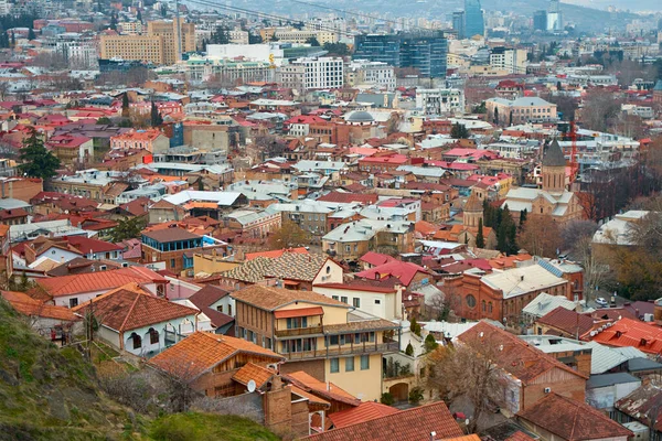 Vue Panoramique Tbilissi Capitale Géorgie Avec Vieille Ville Architecture Moderne — Photo
