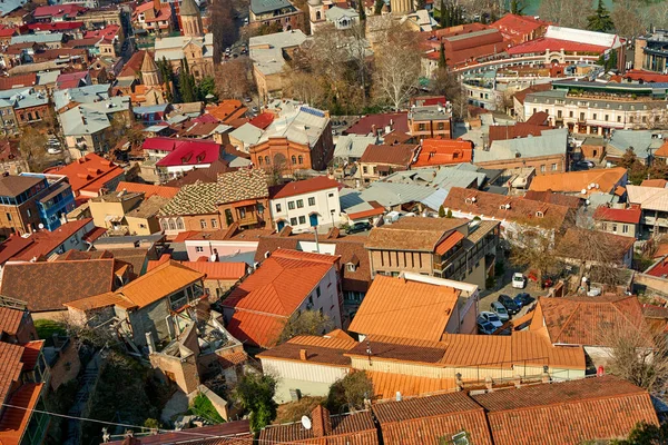 Vue Panoramique Tbilissi Capitale Géorgie Avec Vieille Ville Architecture Moderne — Photo