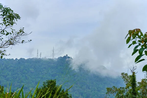 一片云彩笼罩在丛林中的一座山上 自然景观 — 图库照片