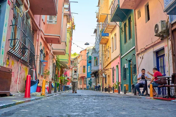 Luminose Vecchie Case Colorate Accoglienti Strade Del Quartiere Ebraico Istanbul — Foto Stock