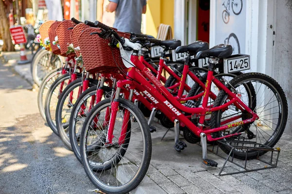 Parking Vélos Dans Ville Location Vélos Populaire Urban Eco Transport — Photo