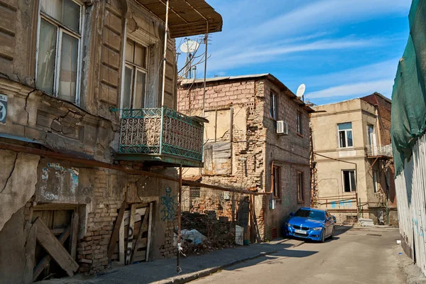 Pouliční Krajina Starého Města Tbilisi Duše Atmosféra Gruzie Stará Zchátralá — Stock fotografie
