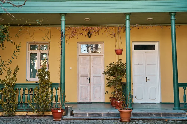 Stadtbild Der Altstadt Von Tiflis Balkon Eines Alten Gebäudes Seele — Stockfoto