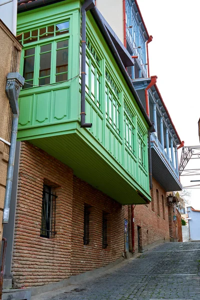 Cityscape Old City Tbilisi Бальконе Старої Будівлі Душа Атмосфера Грузії — стокове фото