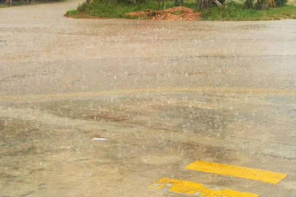 Heavy Tropical Rain Island Thailand Road Water — Stock Photo, Image