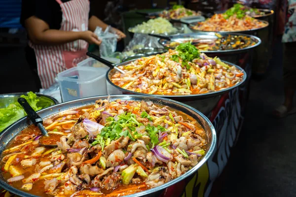 Mercado Comida Rua Ásia Balcões Alimentos — Fotografia de Stock