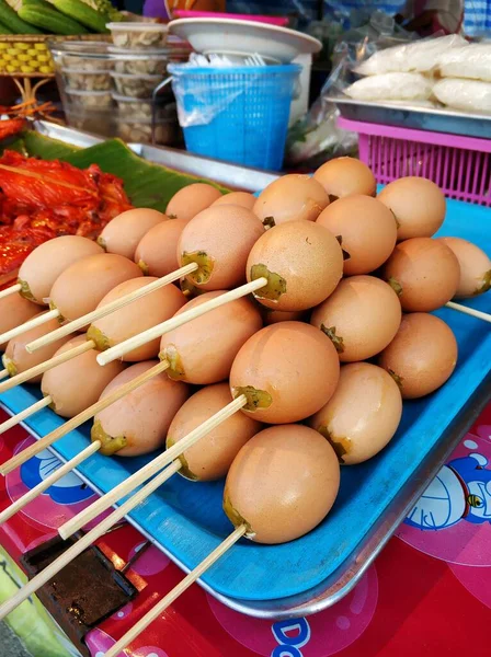 Gegrilde Eieren Heerlijk Straatvoedsel — Stockfoto