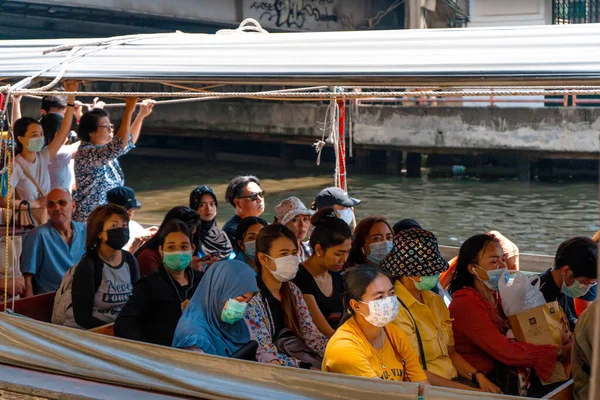 Hajó Cirkál Vízcsatornák Bangkokban Tömegközlekedés Samui Tailand — Stock Fotó