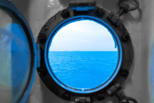 Porthole Veerboothut Veerboot Vaart Zee — Stockfoto