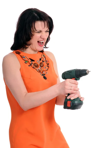 Woman with screwdriver — Stock Photo, Image