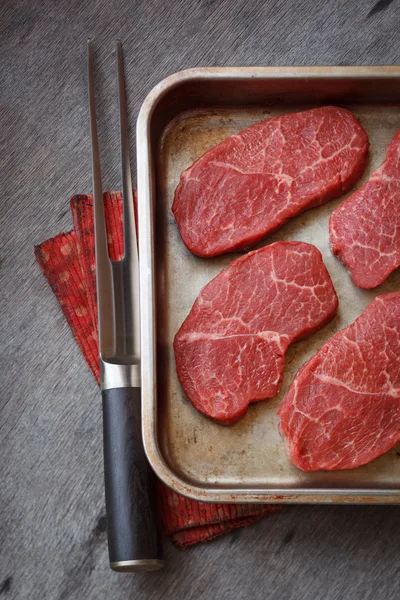 Raw marbled steak — Stockfoto