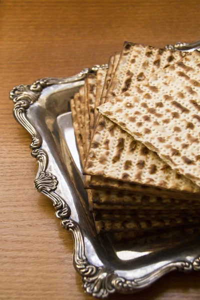 Symbol för påsk-tallrik med Matza — Stockfoto