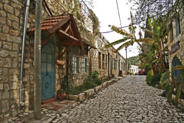 Street in old town Rosh Pina.Horisontal format.Israel clipart