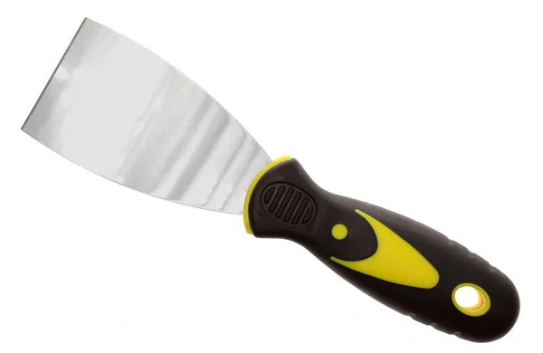 Yellow-black putty knife on white — Stock Photo, Image