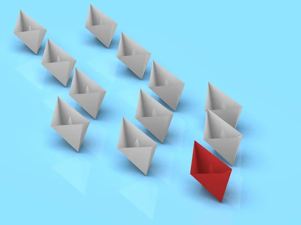 Ledarskap-konceptet. 3D båtar — Stockfoto