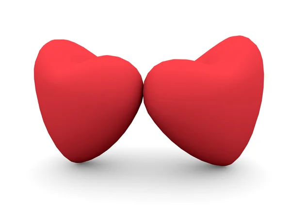 Dwa czerwone serca — Zdjęcie stockowe