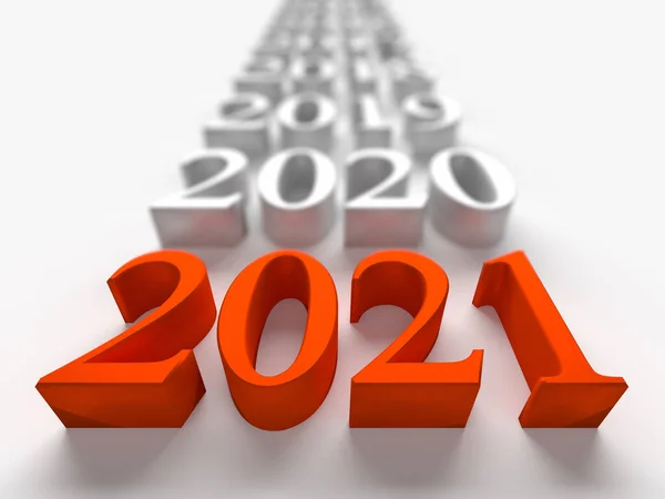 Ερυθρός Αριθμός Του Νέου Έτους 2021 Κοντά Στα Παλαιά Έτη — Φωτογραφία Αρχείου