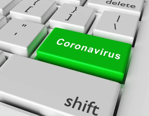 医学概念 计算机键盘按钮上的单词Coronavirus 3D渲染 — 图库照片