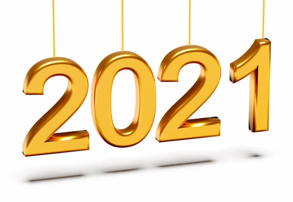 New Year Concept Gold Number 2021 Shadow Rendering — Stock Photo, Image