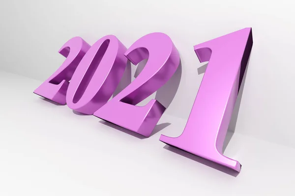 Новогодняя Концепция Номер 2021 Фаршированный Сбоку Рендеринг — стоковое фото