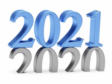 Yeni yıl 2021 tatil konsepti. 2021 numaralı renk 2020 'de. 3d oluşturma