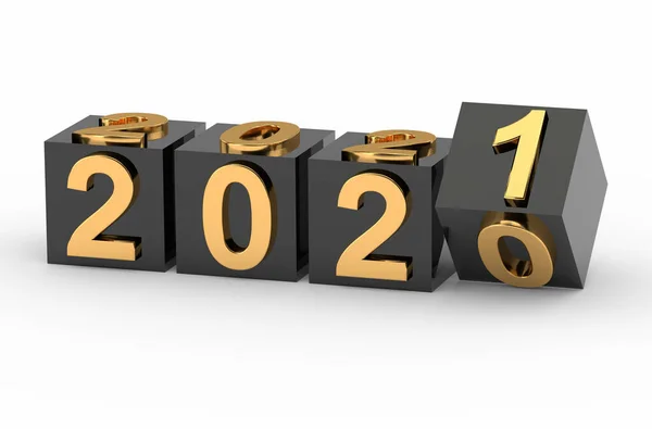 Neujahrskonzept Würfel Mit Der Nummer 2021 Ersetzen 2020 Darstellung — Stockfoto