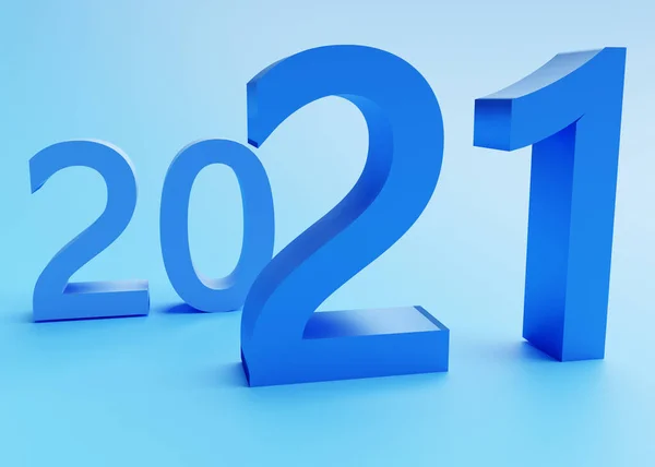 Nieuwjaarsconcept Blauwe Kleuren Nummer 2021 Destructie — Stockfoto