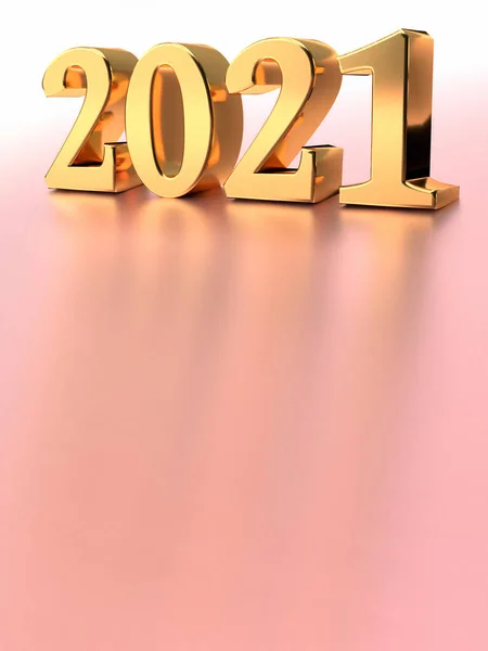ブランクを背景にした新年のゴールドナンバー2021 3Dレンダリング — ストック写真