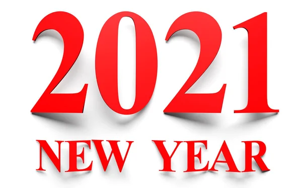 Conceito Ano Novo Números Vermelhos Inclinados 2021 Isolados Branco Renderização — Fotografia de Stock