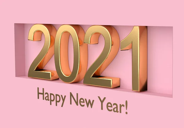ゴールドテキスト2021年の新年明けましておめでとうございます 3Dレンダリング — ストック写真