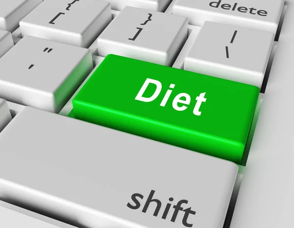 Koncepcja Jedzenia Word Dieta Przycisk Klawiatury Komputera Renderowanie — Zdjęcie stockowe