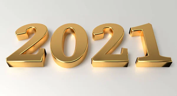 New Year Celebration Concept Golden Number 2021 Rendering — Stock Photo, Image